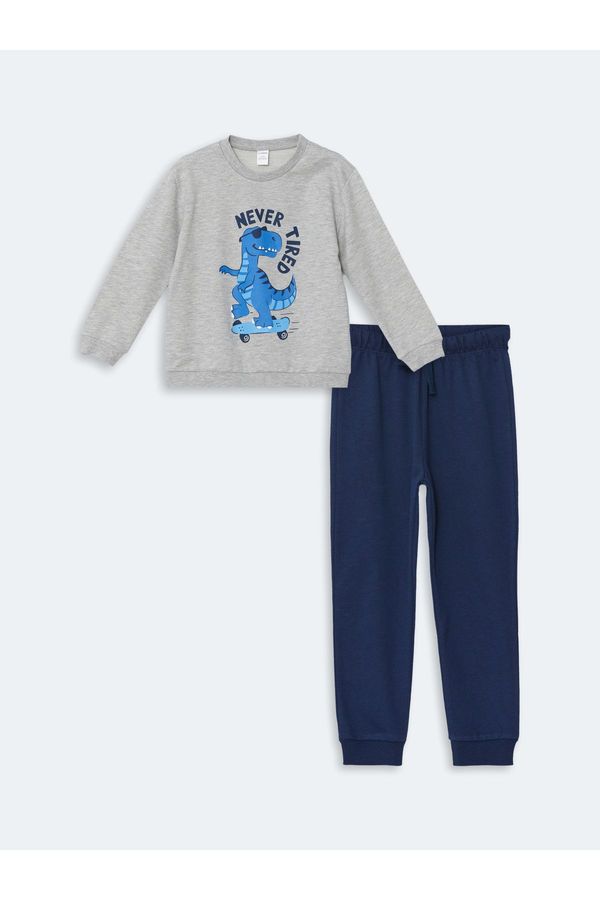 LC Waikiki LC Waikiki Crew Neck Printed Baby Boy Sweatshirt and Tracksuit Bottom 2-Piece Set