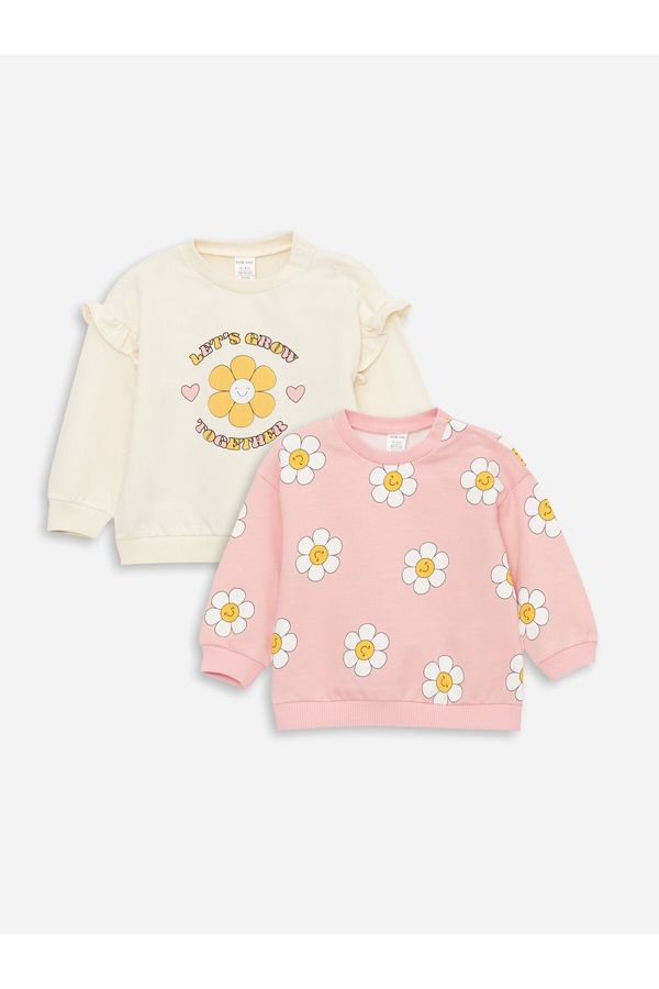 LC Waikiki LC Waikiki Crew Neck Printed Baby Girl Sweatshirt 2-Pack