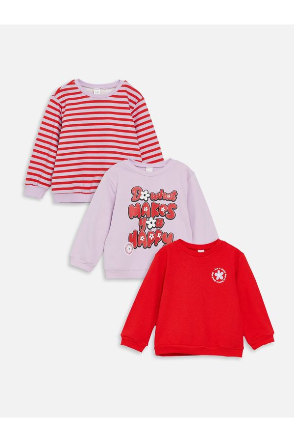 LC Waikiki LC Waikiki Crew Neck Printed Baby Girl Sweatshirt 3-Piece