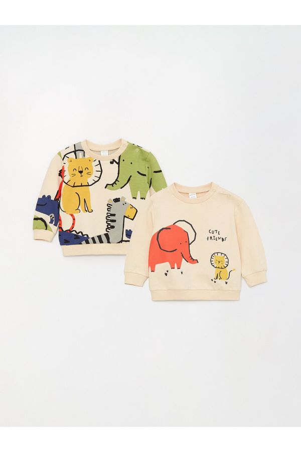 LC Waikiki LC Waikiki Crew Neck Printed Long Sleeve Baby Boy Sweatshirt 2 Pack