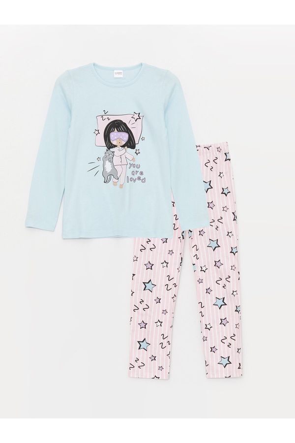 LC Waikiki LC Waikiki Crew Neck Printed Long Sleeve Girl's Pajama Set