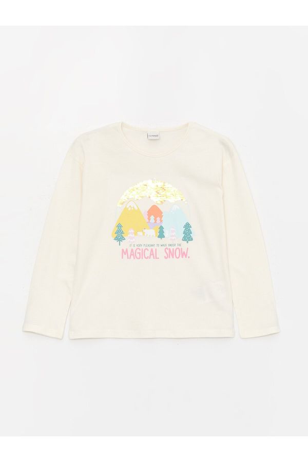 LC Waikiki LC Waikiki Crew Neck Printed Long Sleeve Girls' T-Shirt