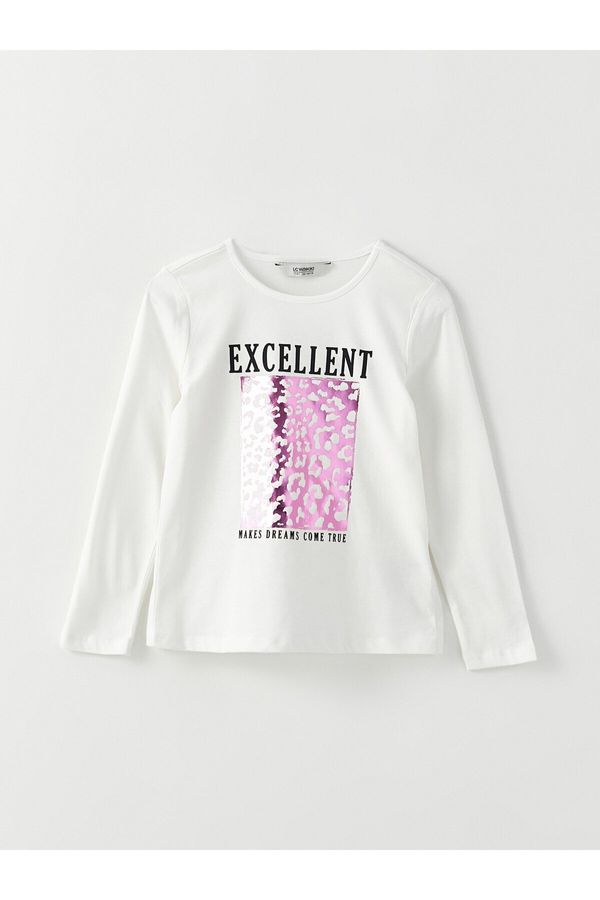 LC Waikiki LC Waikiki Crew Neck Printed Long Sleeve Girls' T-Shirt