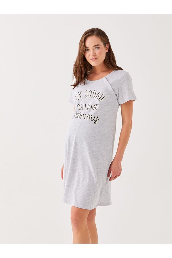 LC Waikiki LC Waikiki Crew Neck Printed Short Sleeve Maternity Nightgown