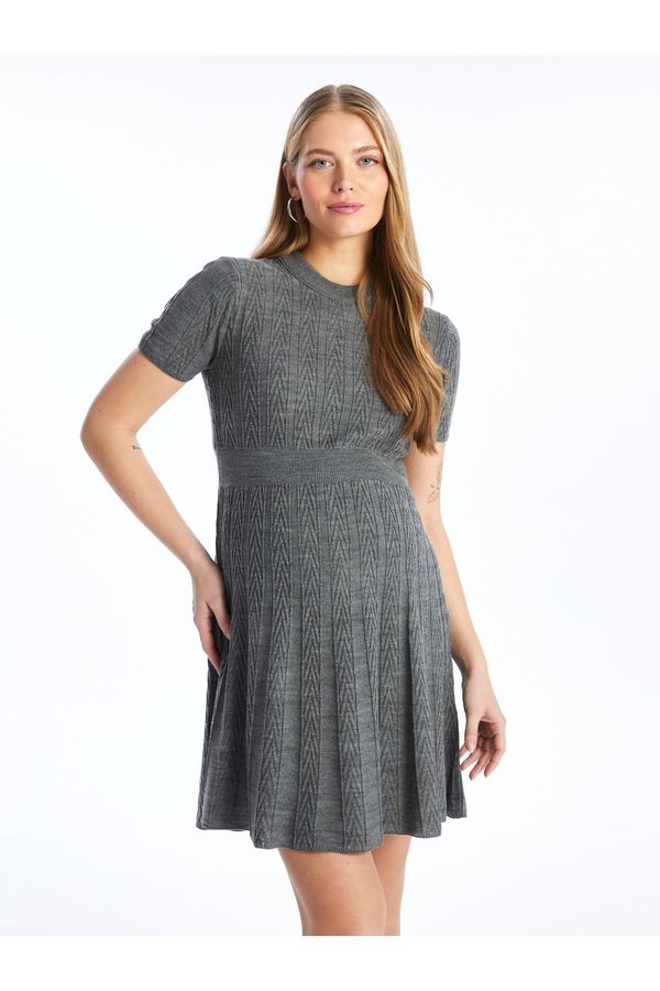 LC Waikiki LC Waikiki Crew Neck Self Patterned Short Sleeve Maternity Knitwear Dress