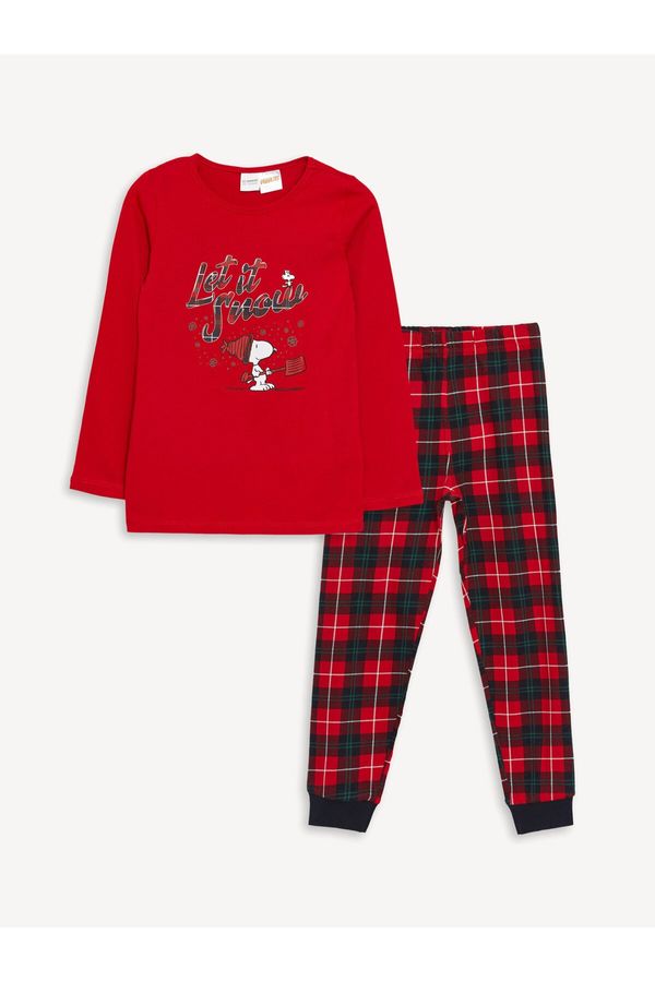 LC Waikiki LC Waikiki Crew Neck Snoopy Printed Long Sleeve Girl's Pajama Set