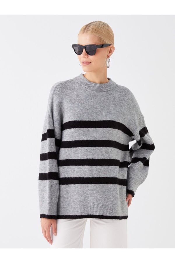 LC Waikiki LC Waikiki Crew Neck Striped Long Sleeve Oversize Women's Knitwear Sweater