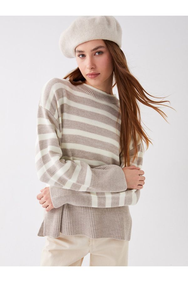 LC Waikiki LC Waikiki Crew Neck Striped Long Sleeve Oversize Women's Knitwear Sweater