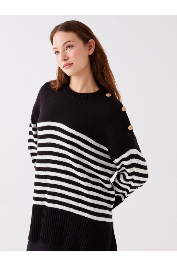 LC Waikiki LC Waikiki Crew Neck Striped Long Sleeve Oversize Women's Knitwear Sweater