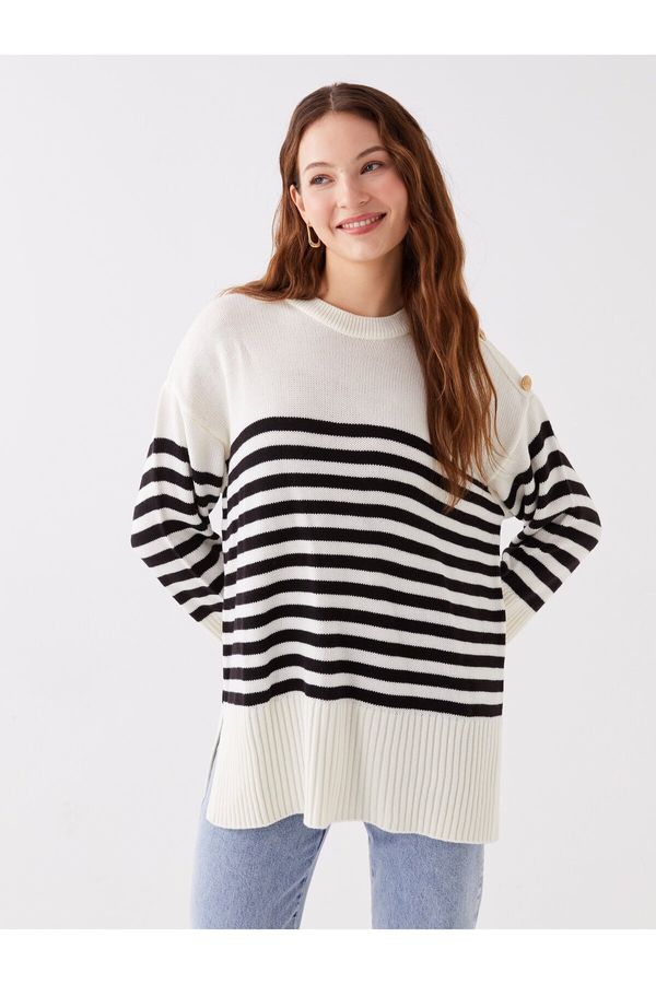 LC Waikiki LC Waikiki Crew Neck Striped Long Sleeve Oversize Women's Knitwear Sweater