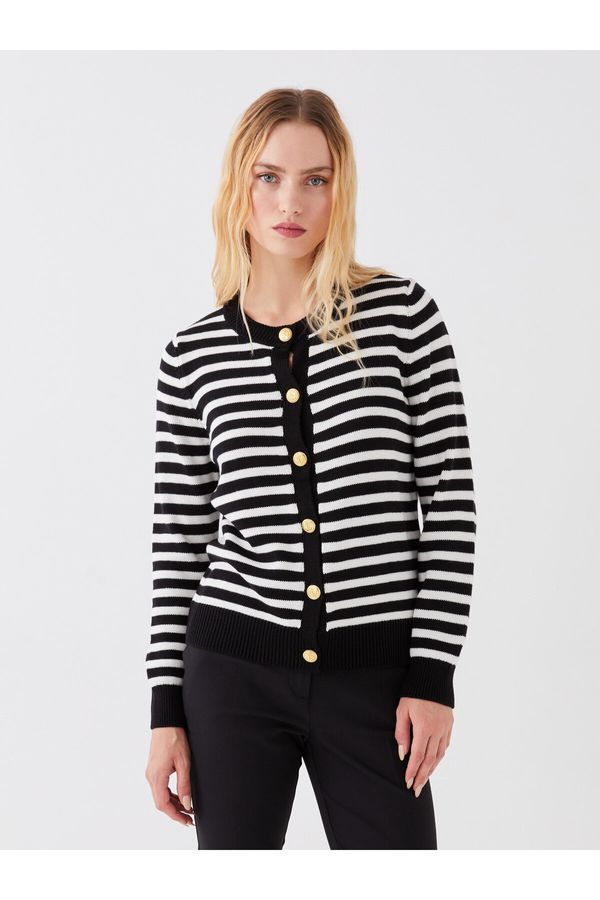 LC Waikiki LC Waikiki Crew Neck Striped Long Sleeve Women's Knitwear Cardigan