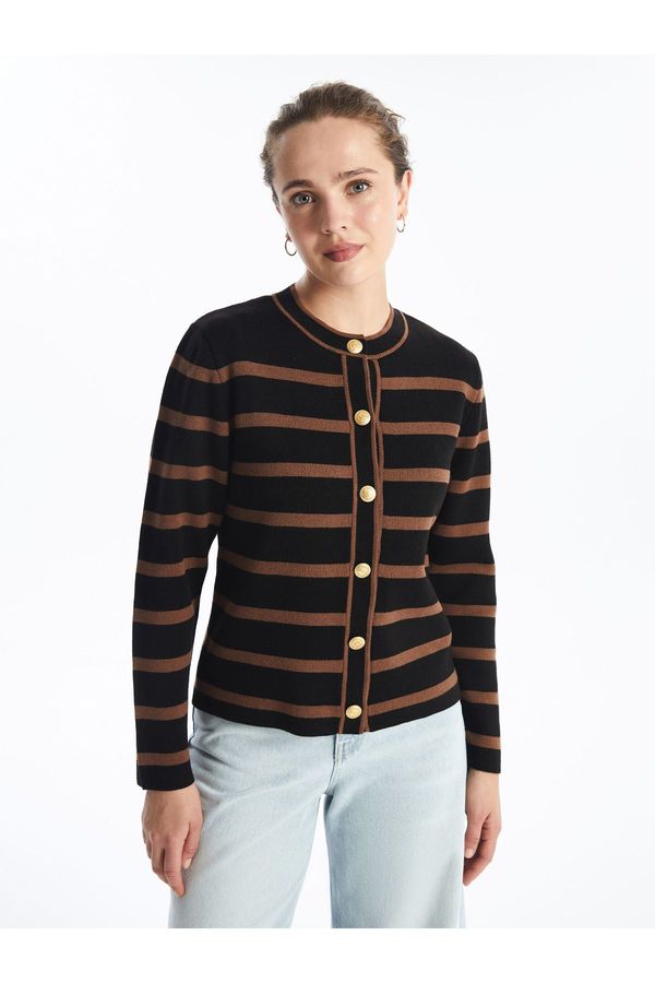 LC Waikiki LC Waikiki Crew Neck Striped Long Sleeve Women's Knitwear Cardigan