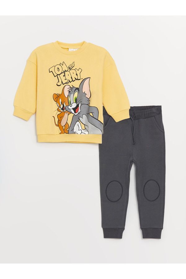LC Waikiki LC Waikiki Crew Neck Tom & Jerry Printed Baby Boy Sweatshirt and Sweatpants Set