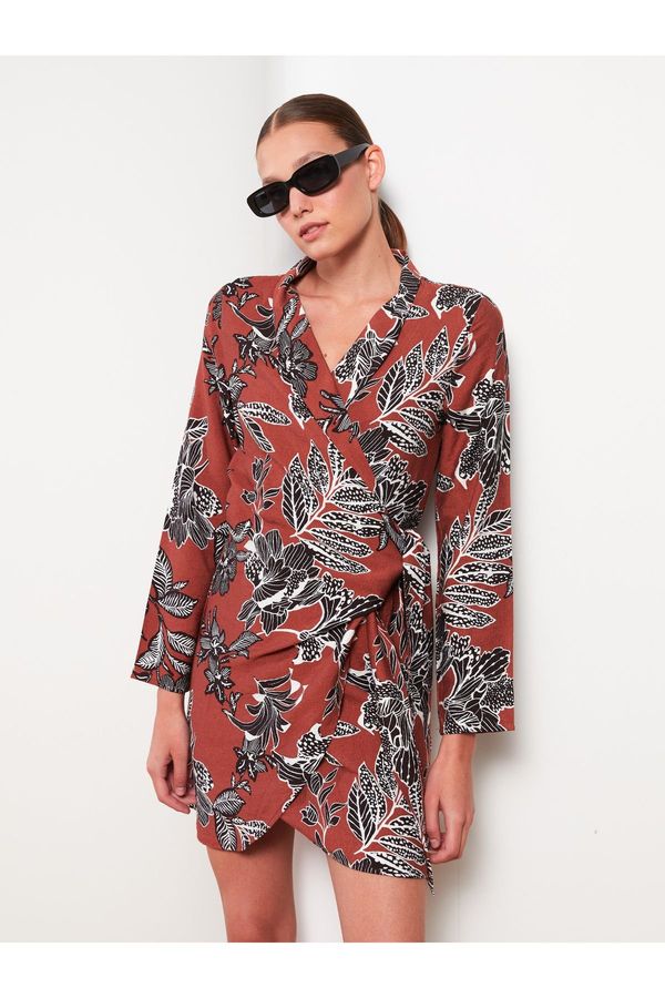 LC Waikiki LC Waikiki Double Breasted Neck Patterned Long Sleeve Women's Dress