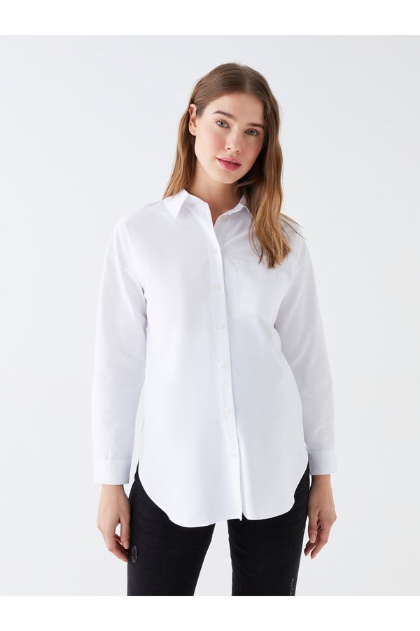 LC Waikiki LC Waikiki Front Button Closure Plain Long Sleeve Poplin Maternity Shirt