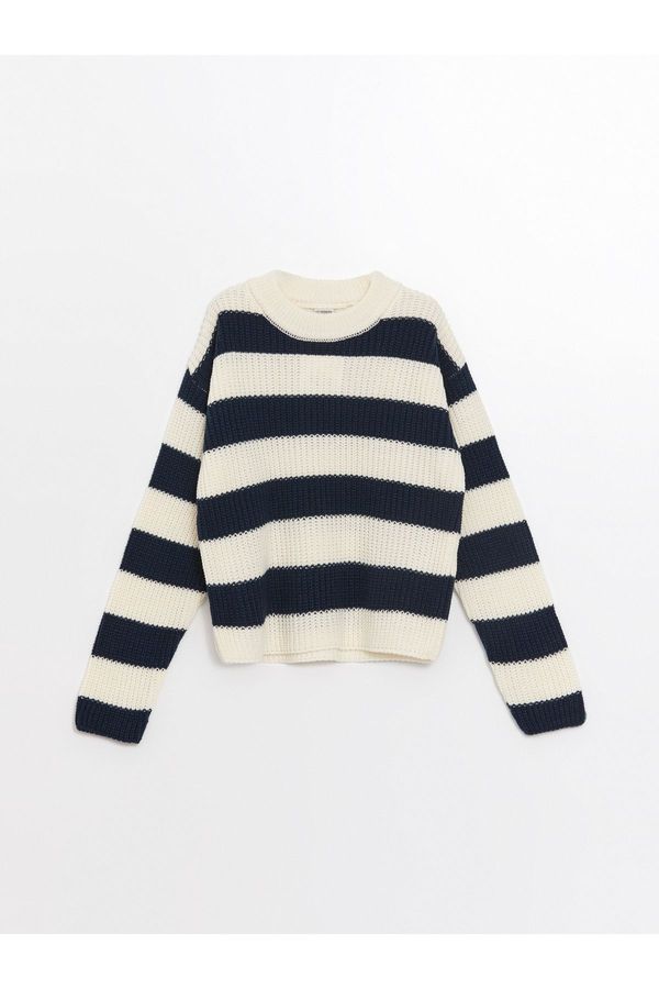 LC Waikiki LC Waikiki Girls' Crew Neck Striped Long Sleeve Knitwear Sweater