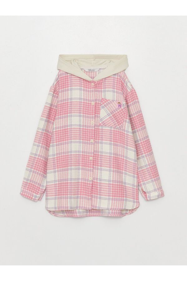 LC Waikiki LC Waikiki Girls Hooded Plaid Long Sleeve Shirt Jacket