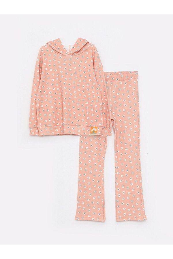 LC Waikiki LC Waikiki Girls Hooded Printed Long Sleeve Sweatshirt & Sweatpants