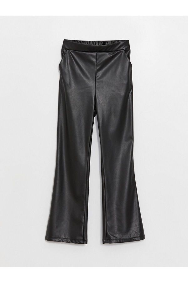 LC Waikiki LC Waikiki Girls' Leather-Look Pants with Elastic Waist.