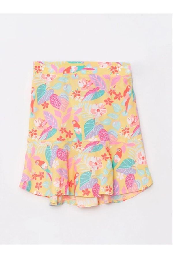 LC Waikiki LC Waikiki Girls' Poplin Skirt With Elastic Waist Patterned Pattern
