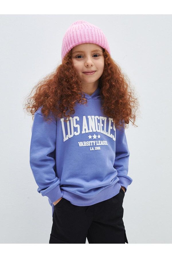 LC Waikiki LC Waikiki Girls Printed Long Sleeve Hoodie Sweatshirt