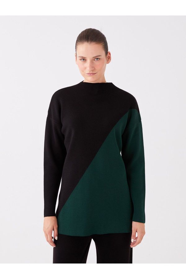 LC Waikiki LC Waikiki Half Turtleneck Color Blocked Long Sleeve Oversize Women's Knitwear Tunic