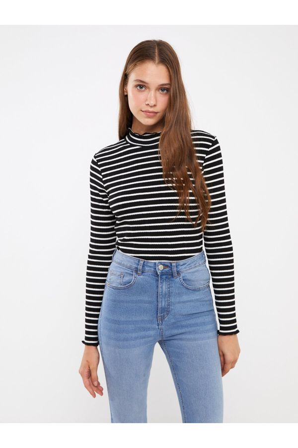 LC Waikiki LC Waikiki High Collar Striped Long Sleeve Women's T-Shirt