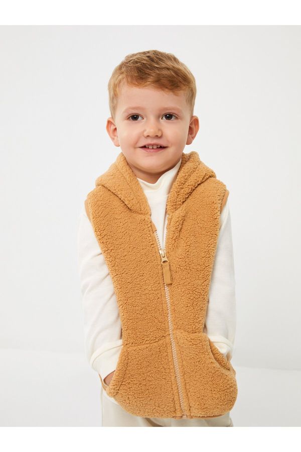 LC Waikiki LC Waikiki Hooded Collar Baby Boy Zippered Plush Vest