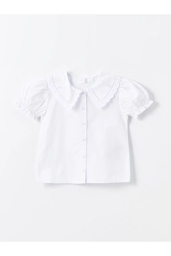 LC Waikiki LC Waikiki LCW baby Bebe Collar Short Sleeve Embroidered Baby Girl Shirt