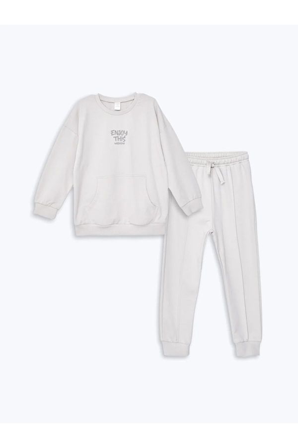 LC Waikiki LC Waikiki LCW baby Crew Neck Long Sleeve Basic Baby Boy Sweatshirt and Tracksuit Bottom 2-Pack