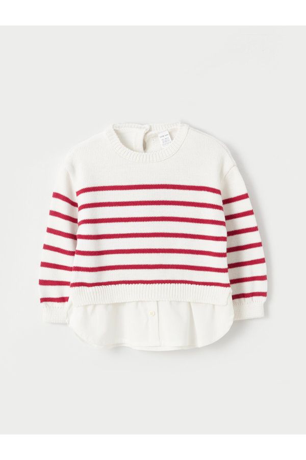 LC Waikiki LC Waikiki LCW baby Crew Neck Striped Baby Girl Knitwear Sweater