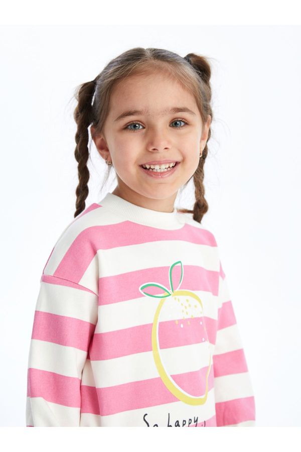 LC Waikiki LC Waikiki LCW baby Crew Neck Striped Baby Girl Sweatshirt