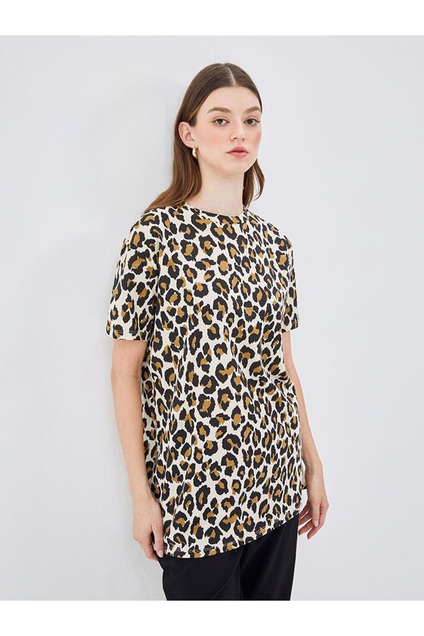 LC Waikiki LC Waikiki Lcw Crew Neck Leopard Patterned Oversize Women's Tunic