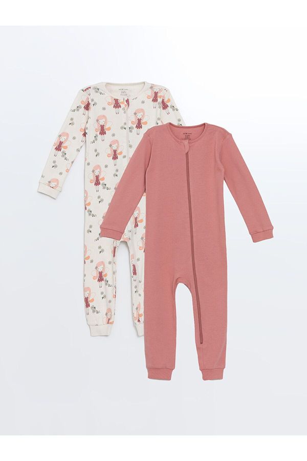 LC Waikiki LC Waikiki Lcw Crew Neck Long Sleeve Baby Girl Jumpsuit 2 Pcs