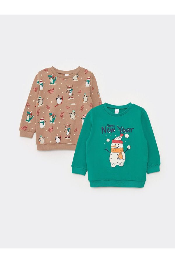 LC Waikiki LC Waikiki Lcw Crew Neck Long Sleeve Christmas Themed Baby Boy Sweatshirt 2-Piece