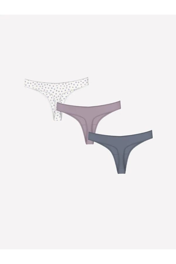 LC Waikiki LC Waikiki LCW DREAM Light Purple Printed Patterned Thong Panties 3-Pack