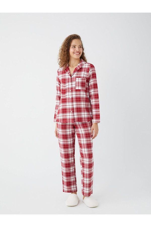 LC Waikiki LC Waikiki LCW DREAM Women's Shirt Collar Plaid Long Sleeve Pajamas Set