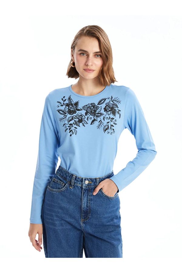 LC Waikiki LC Waikiki LCW ECO Blue Crew Neck Floral Women's T-Shirt