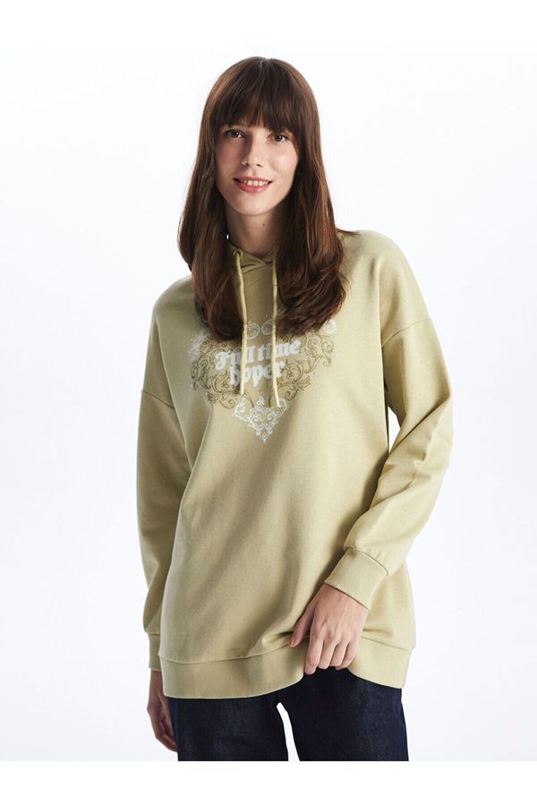 LC Waikiki LC Waikiki Lcw Hooded Printed Long Sleeve Women's Sweatshirt Tunic