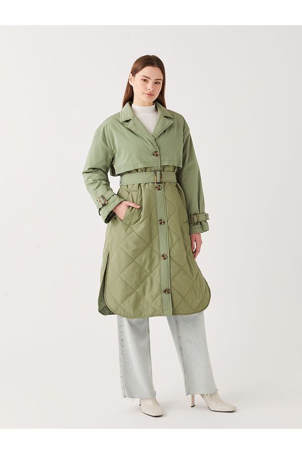 LC Waikiki LC Waikiki Lcw Jacket Collar Straight Long Sleeve Women's Trench Coat with Waist Belt