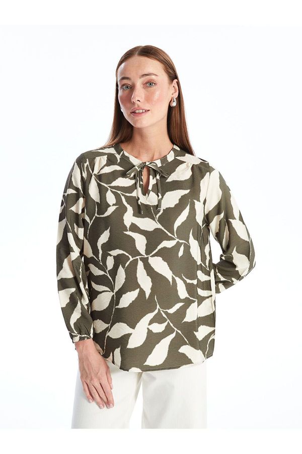 LC Waikiki LC Waikiki LCW Lace-Up Collar Print Long Sleeve Women's Blouse