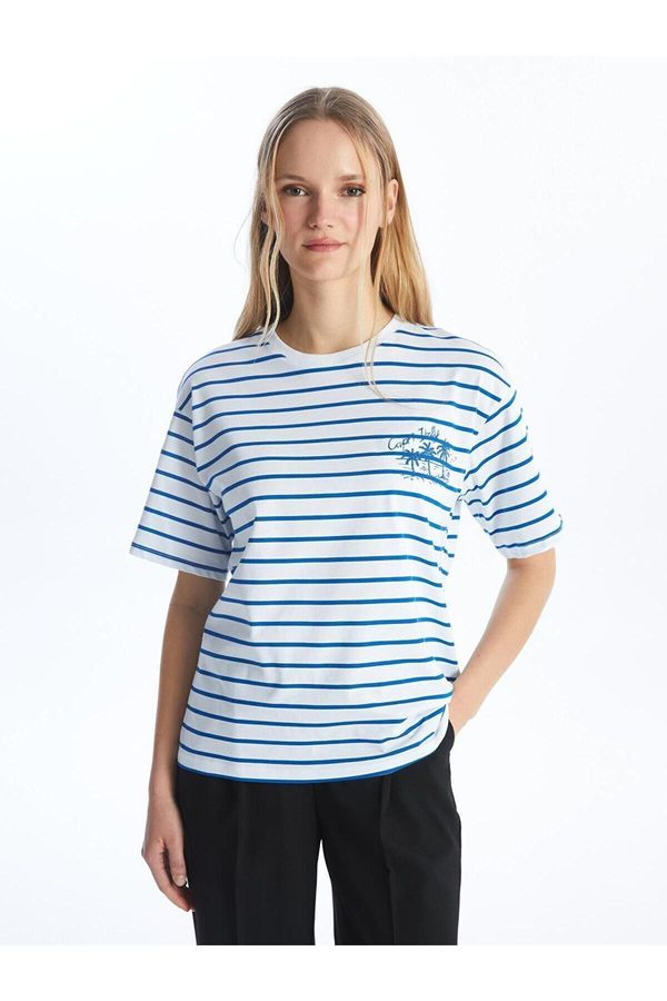 LC Waikiki LC Waikiki LCW Modest Crew Neck Striped Short Sleeve Oversize Women's T-Shirt