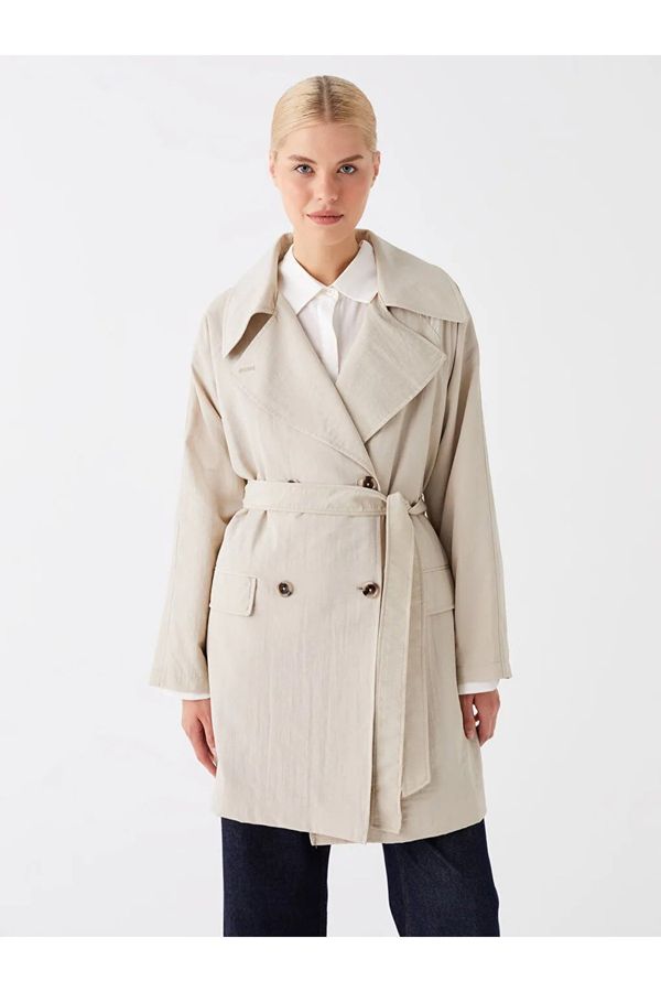 LC Waikiki LC Waikiki LCW Modest Double Breasted Collar Straight Long Sleeve Women's Trench Coat