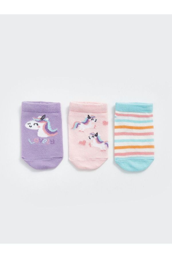 LC Waikiki LC Waikiki Lcw Printed Baby Girl Booties Socks 3-Pack