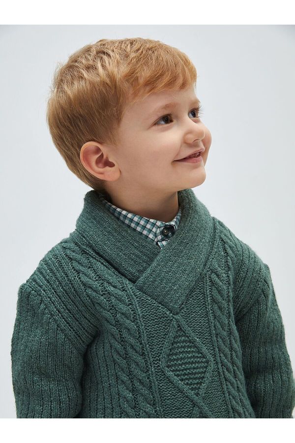 LC Waikiki LC Waikiki Lcw Shawl Collar Hair Knitting Self Patterned Baby Boy Knitwear Sweater