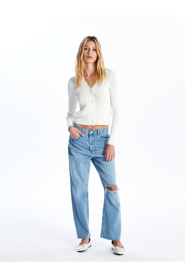 LC Waikiki LC Waikiki LCW Straight Fit Ripped Detailed Women's Jean Trousers