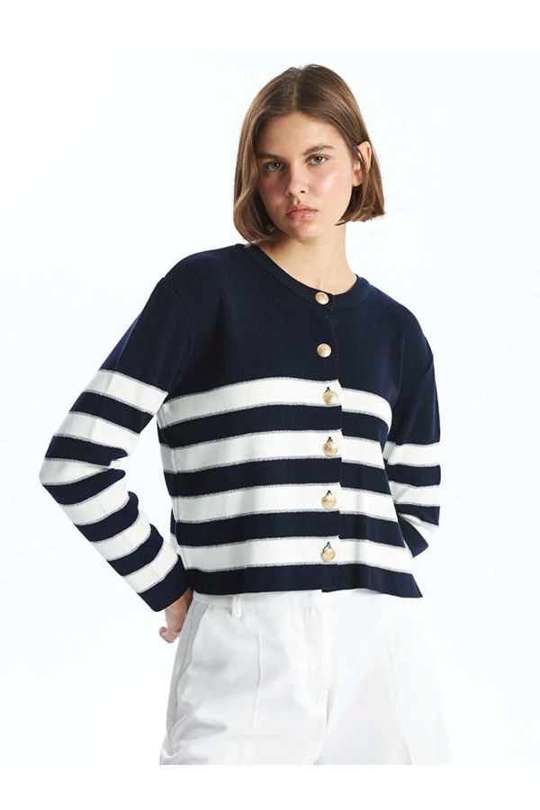 LC Waikiki LC Waikiki LCW Vision Crew Neck Striped Long Sleeve Women's Knitwear Cardigan