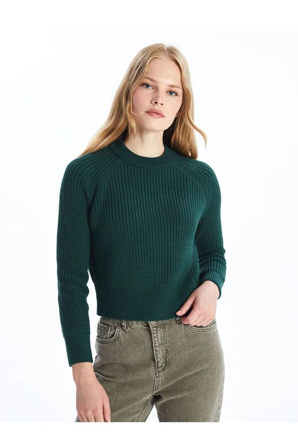 LC Waikiki LC Waikiki LCW Vision Khaki Crew Neck Plain Long Sleeve Women's Knitwear Sweater