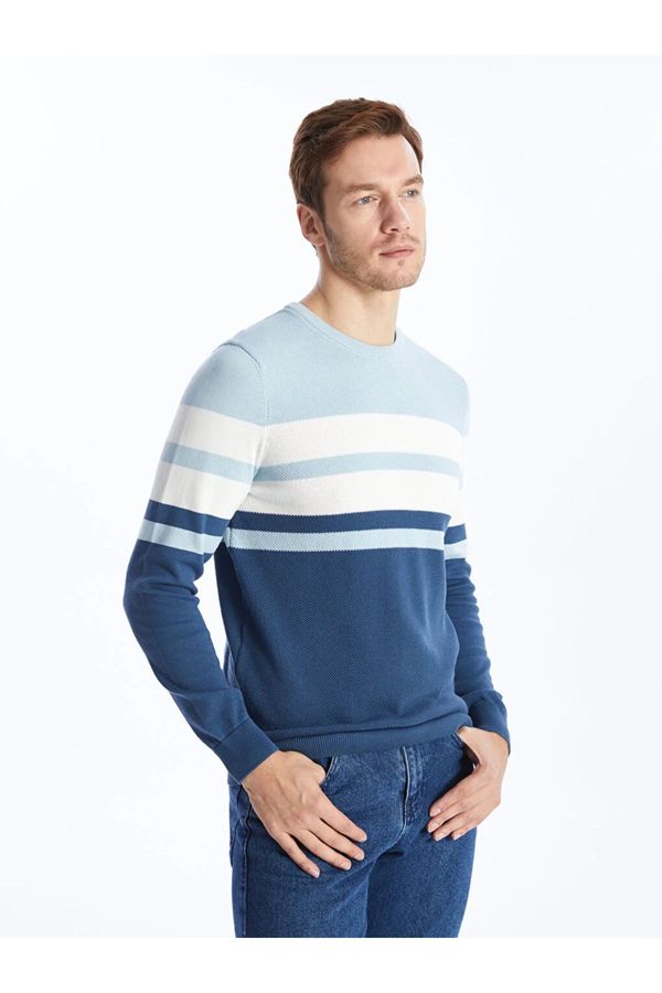 LC Waikiki LC Waikiki LCWAIKIKI Classic Crew Neck Long Sleeve Striped Men's Knitwear Sweater