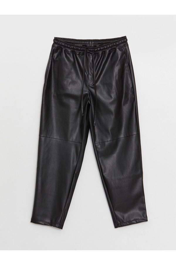 LC Waikiki LC Waikiki LCWAIKIKI Classic Women's Elastic Waist Straight Leather Look Trousers